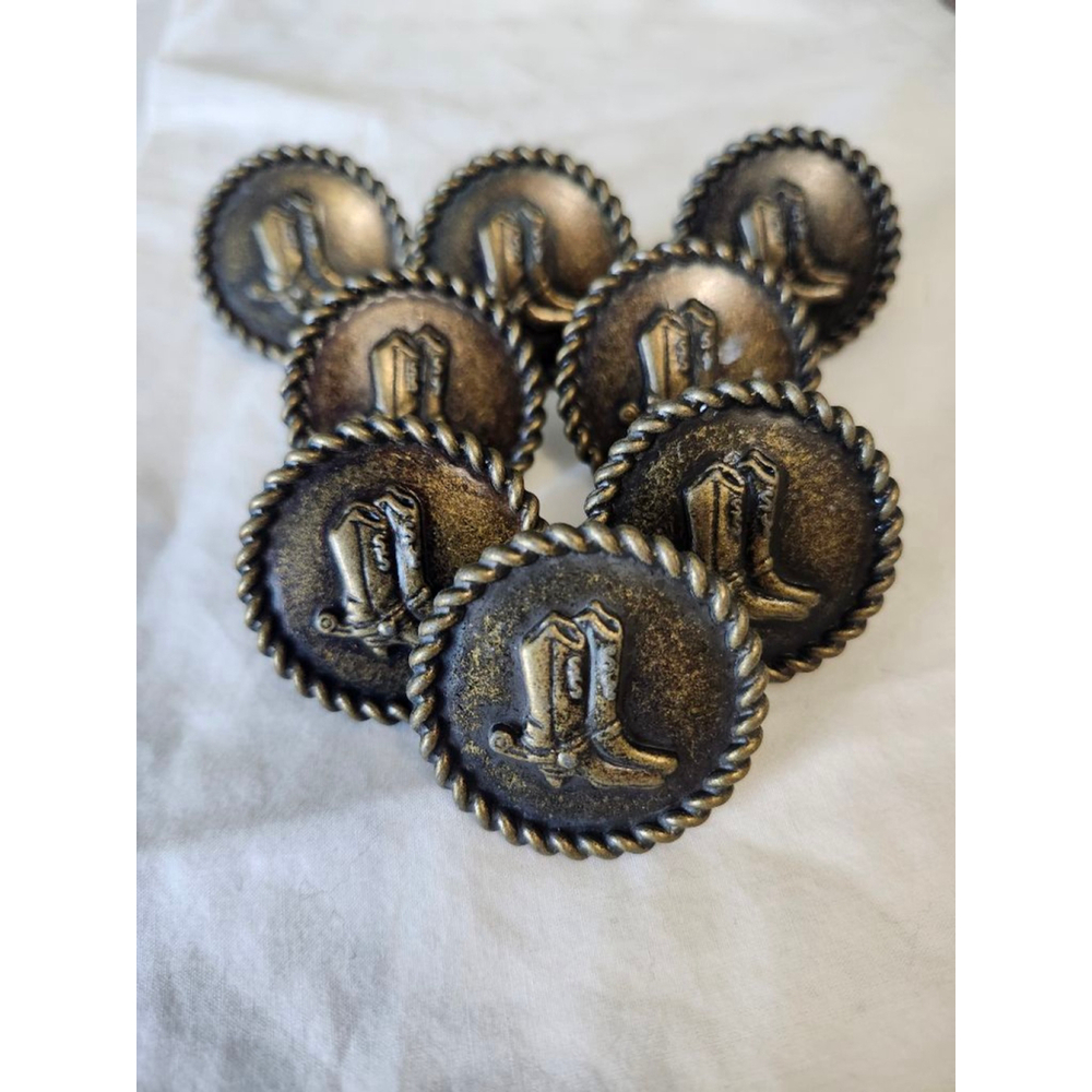 Vintage Bronze Cowboy Boot Drawer Pulls Knobs Set of 8